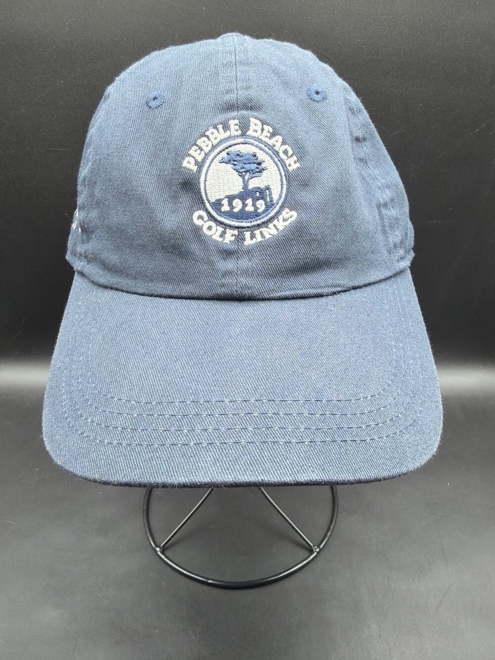 Pebble Beach Golf Links Strapback Hat Navy FTV Capital AHEAD Adjustable Golf Cap